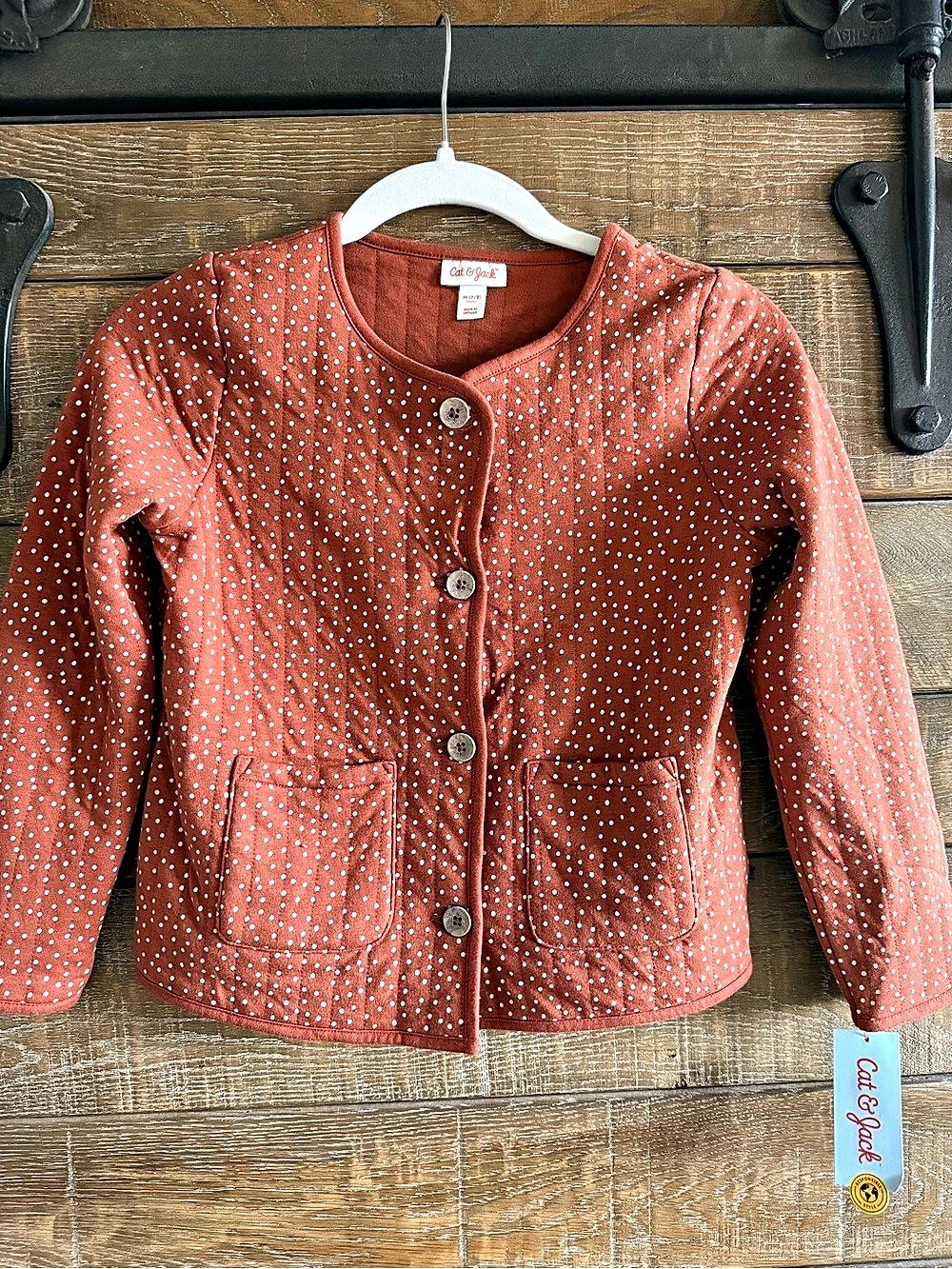Cat & Jack Polka Dot Jacket NWT-Cinnamon & White Medium 7/8